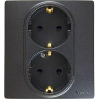 Розетка с заземлением Legrand Etika 1-м. 2 мод. антрацит картинка